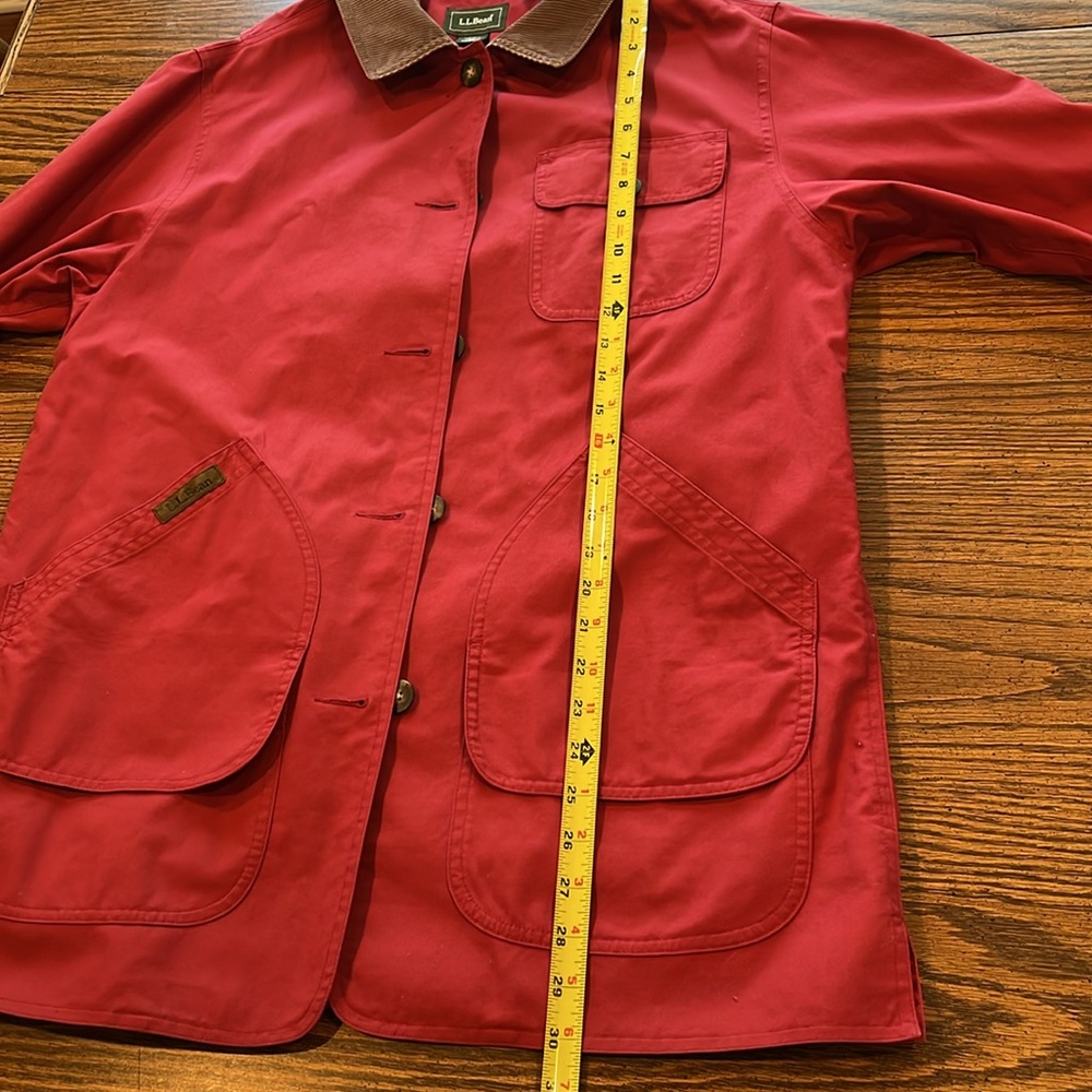 L.L.Bean Chore Coat Barn Jacket Size M Brick Red Corduroy Collar 100% Cotton - Picture 13 of 15
